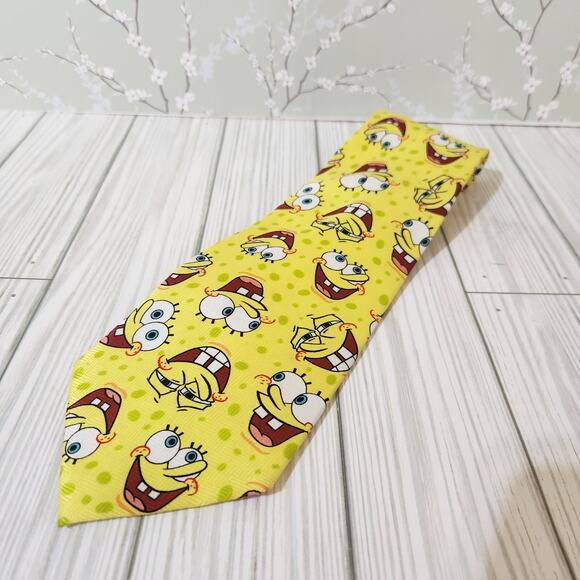Vintage Nickelodeon SpongeBob SquarePants Yellow Face 2000 Tie Men's OS - Picture 1 of 6